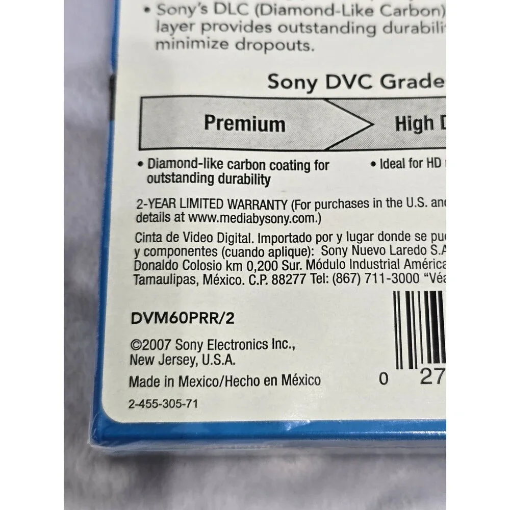 Sony DVC Digital Video Cassette 2 Pack Mini DV 60 Min Premium Tapes DVM60PRR New